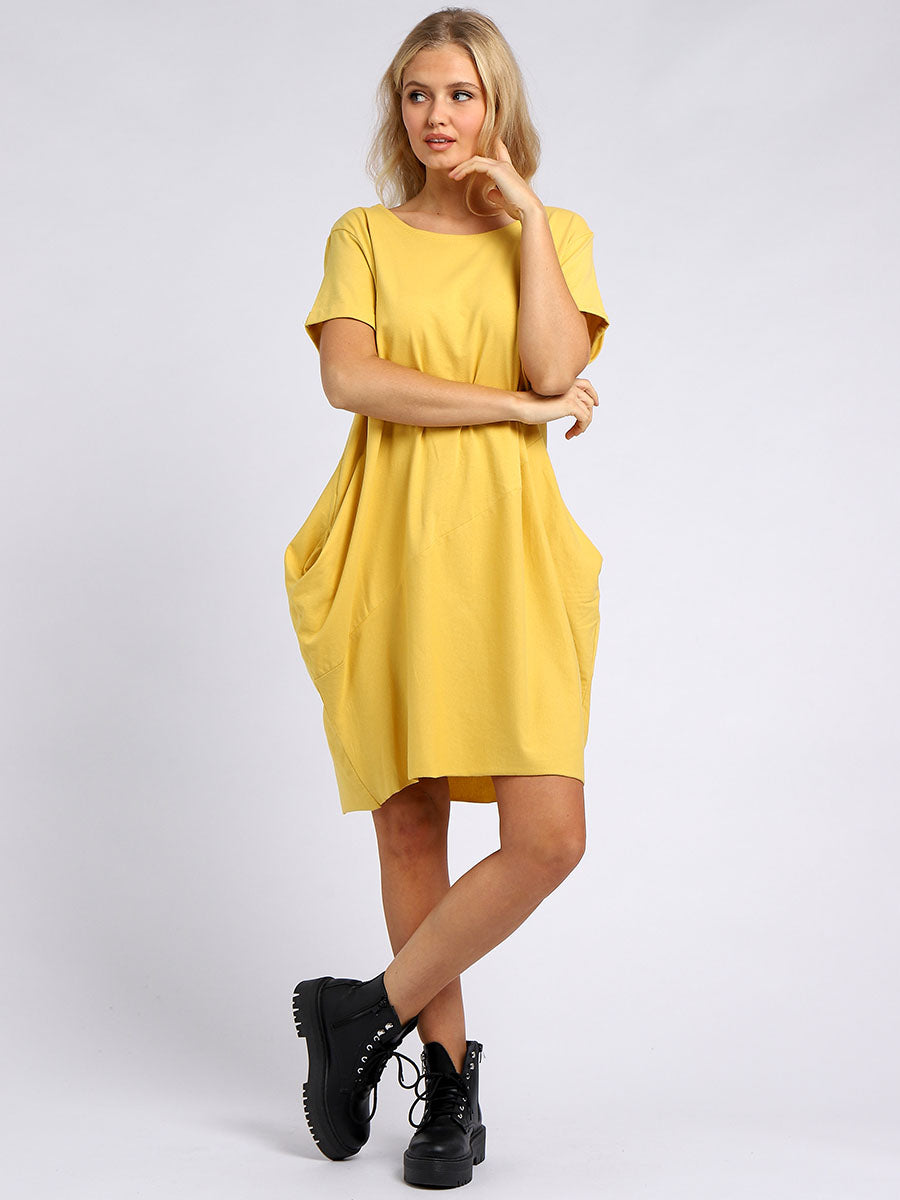 Ladies Plain Narrow Hem Cotton Cocoon Dress