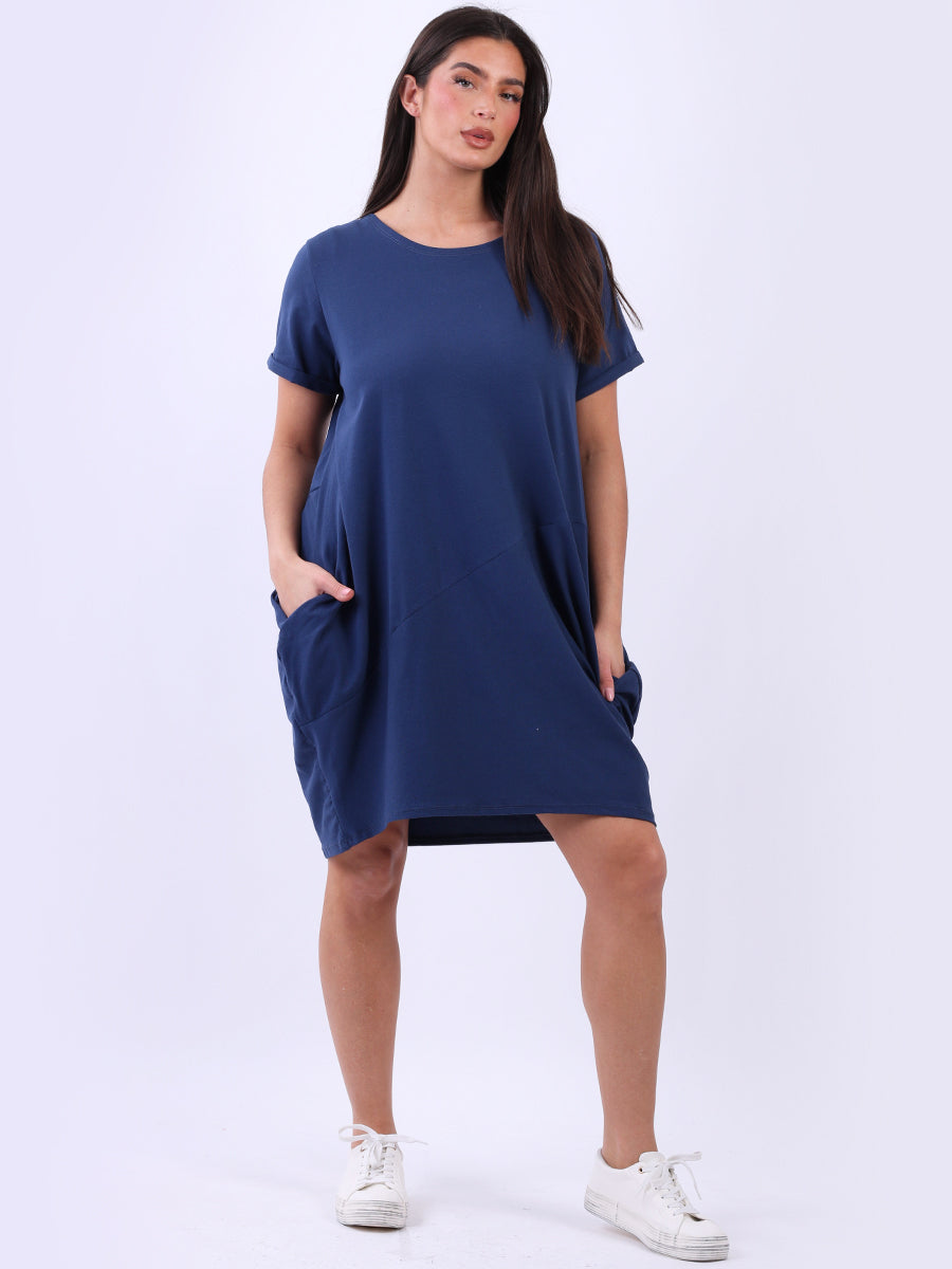 Ladies Plain Narrow Hem Cotton Cocoon Dress