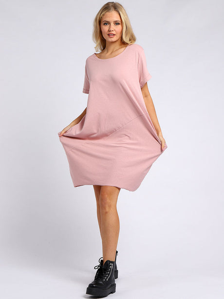 Ladies Plain Narrow Hem Cotton Cocoon Dress