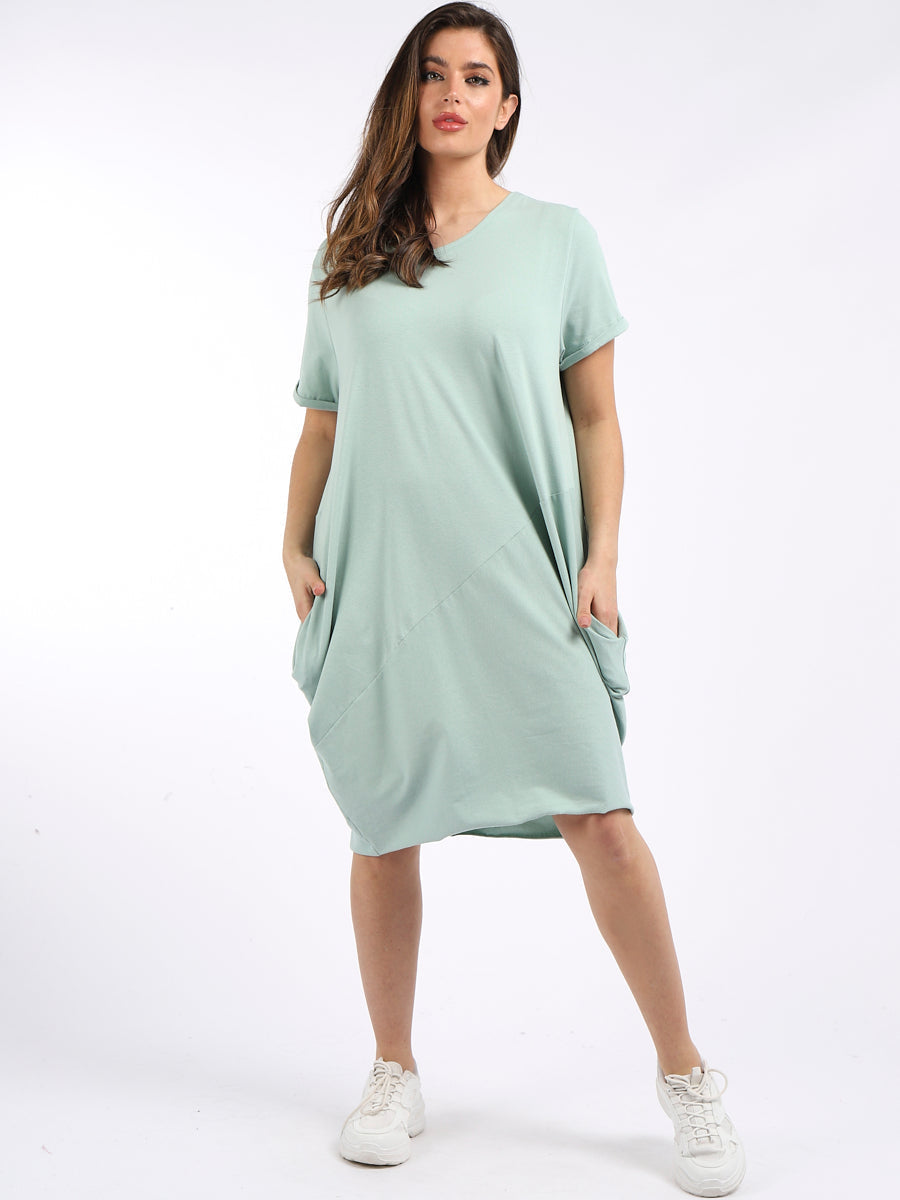 Ladies Plain Narrow Hem Cotton Cocoon Dress