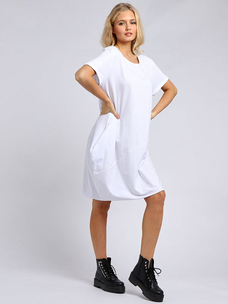 Ladies Plain Narrow Hem Cotton Cocoon Dress