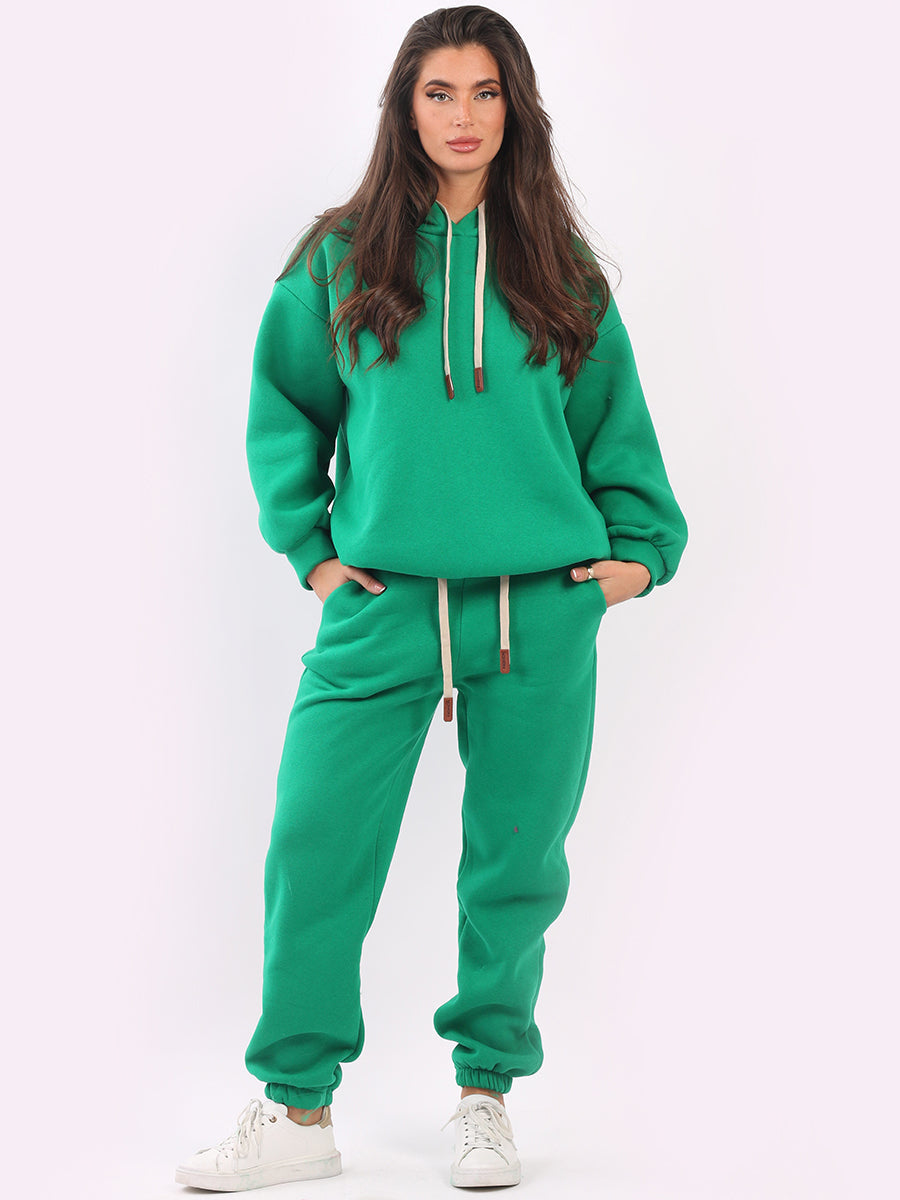 Plain Cotton Women Boxy Fleece Hooded Top Yayavoo UK