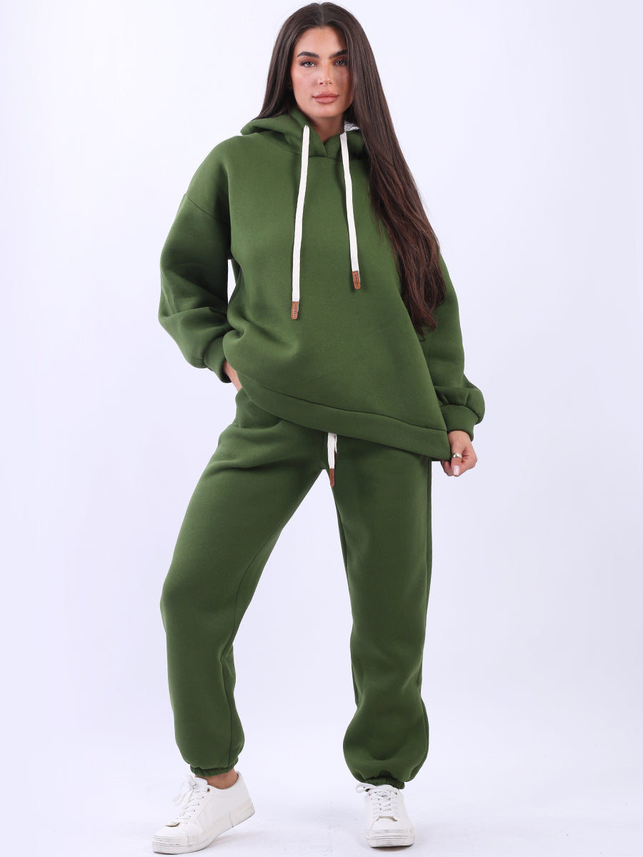 Plain Cotton Women Boxy Fleece Hooded Top Yayavoo UK
