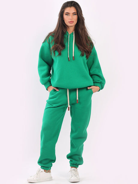 Plain Cotton Women Boxy Fleece Hooded Top