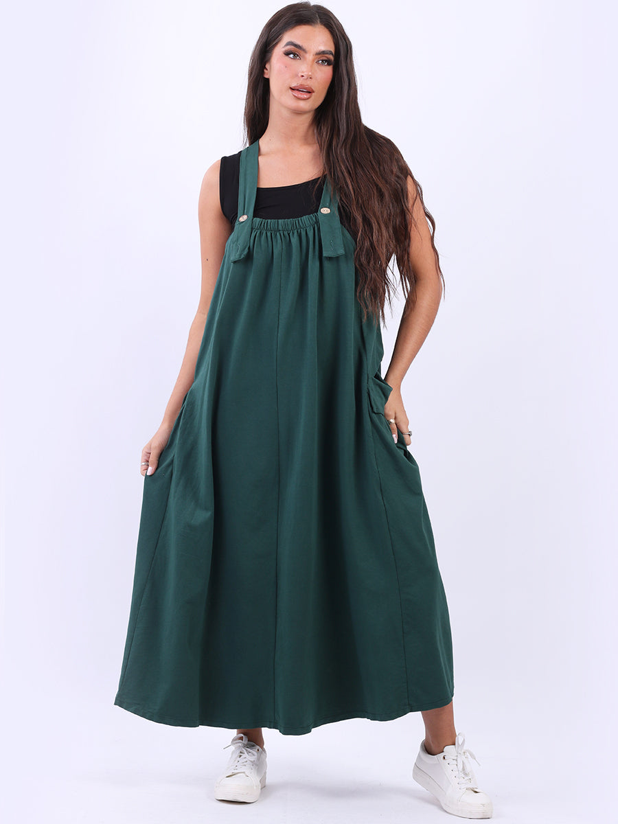 Women Oversized Cotton Ruched Suspender Dress