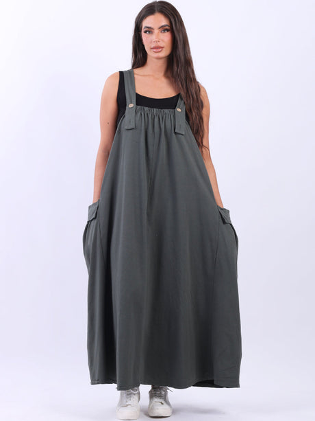 Women Oversized Cotton Ruched Suspender Dress