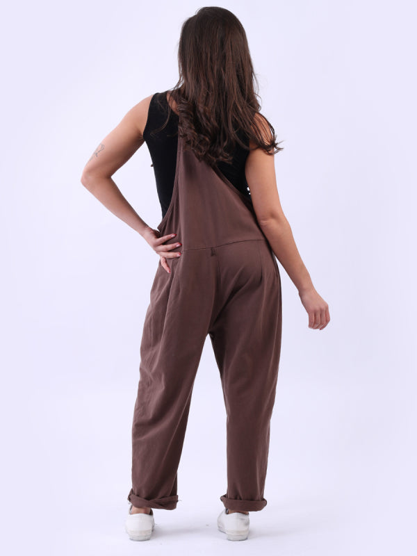 Ladies Cotton Wide Leg Pabo Dungaree