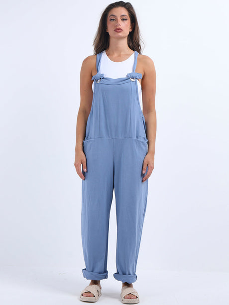 Ladies Cotton Wide Leg Pabo Dungaree