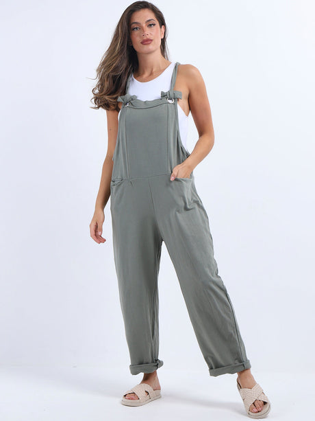 Ladies Cotton Wide Leg Pabo Dungaree