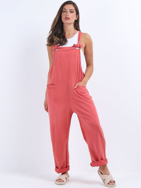 Ladies Cotton Wide Leg Pabo Dungaree