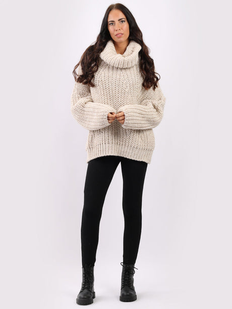 Cowl Neck Batwing Knitted Wool Jumper