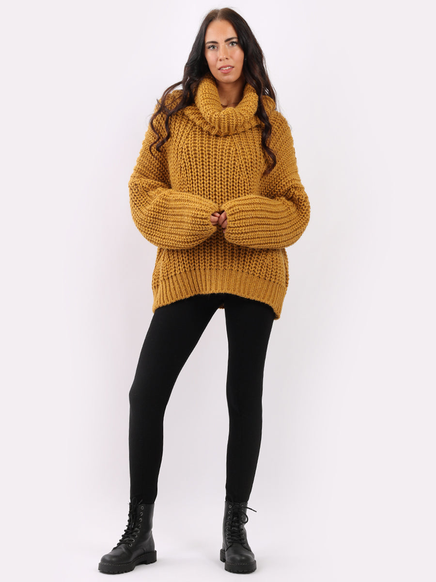 Cowl Neck Batwing Knitted Wool Jumper