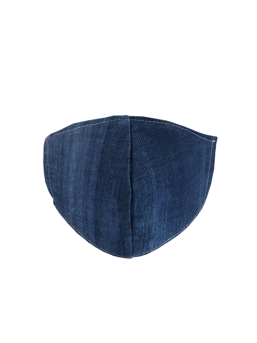 Made In Italy Plain Denim Washable Cotton Face Masks-Denim