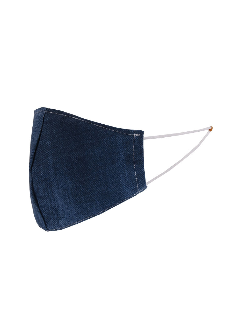 Made In Italy Plain Denim Washable Cotton Face Masks-Denim side