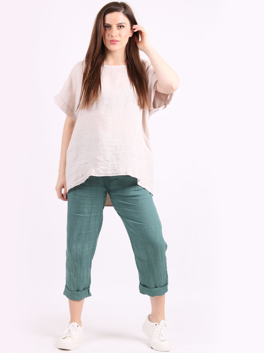 Plain Hi-Lo Ladies Linen Crop Top