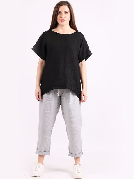 Plain Hi-Lo Ladies Linen Crop Top