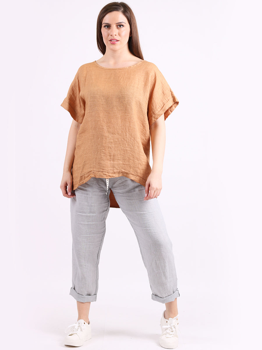 Plain Hi-Lo Ladies Linen Crop Top