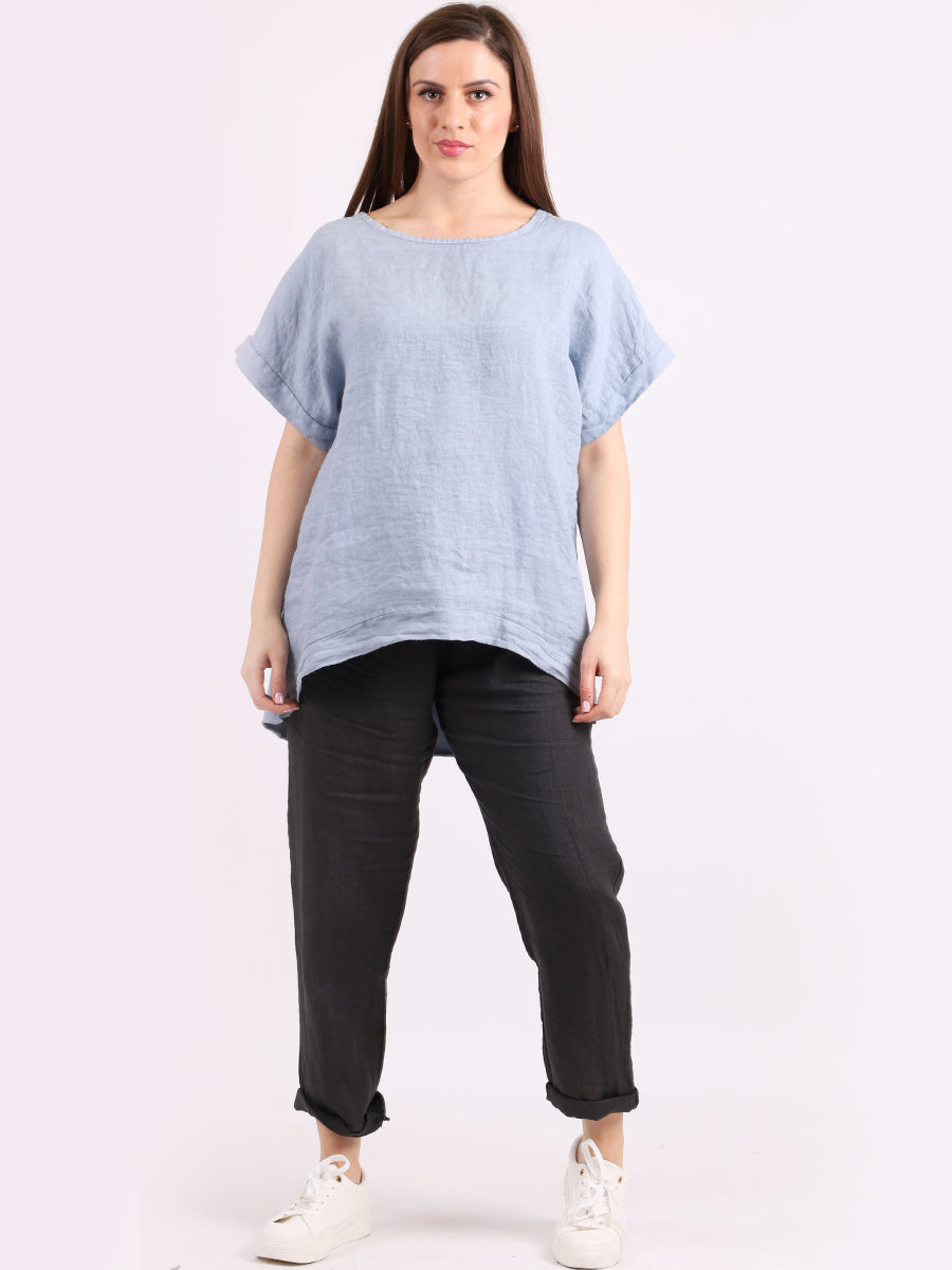 Plain Hi-Lo Ladies Linen Crop Top