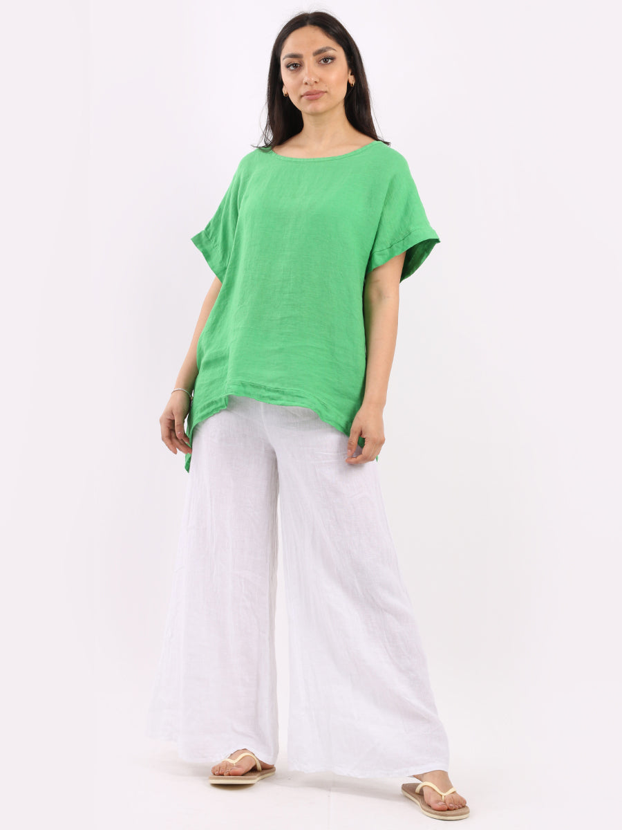 Plain Hi-Lo Ladies Linen Crop Top