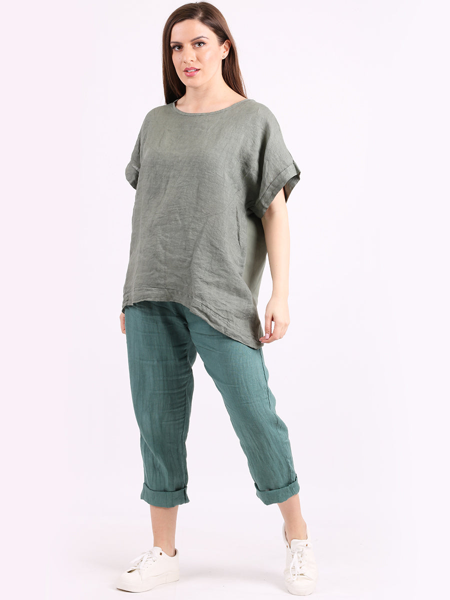 Plain Hi-Lo Ladies Linen Crop Top