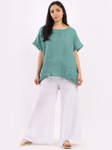 Plain Hi-Lo Ladies Linen Crop Top