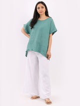 Plain Hi-Lo Ladies Linen Crop Top