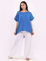 Plain Hi-Lo Ladies Linen Crop Top