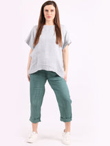 Plain Hi-Lo Ladies Linen Crop Top