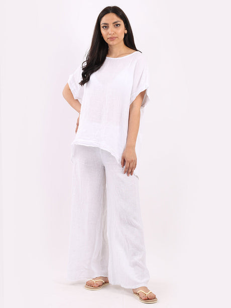 Plain Hi-Lo Ladies Linen Crop Top