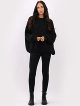 Batwing Knitted Woolen Rib Jumper