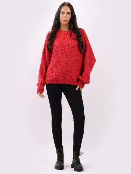 Batwing Knitted Woolen Rib Jumper