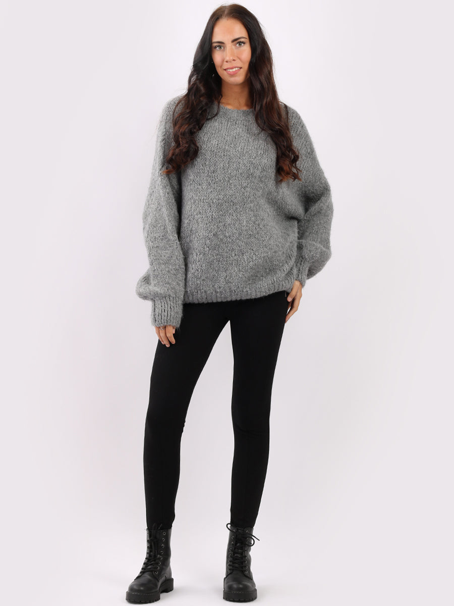 Batwing Knitted Woolen Rib Jumper