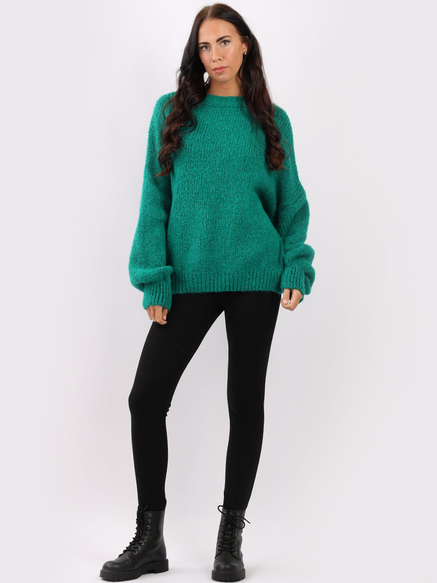 Batwing Knitted Woolen Rib Jumper