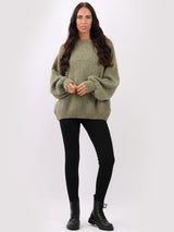 Batwing Knitted Woolen Rib Jumper