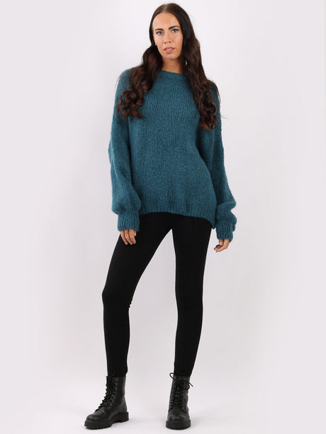 Batwing Knitted Woolen Rib Jumper