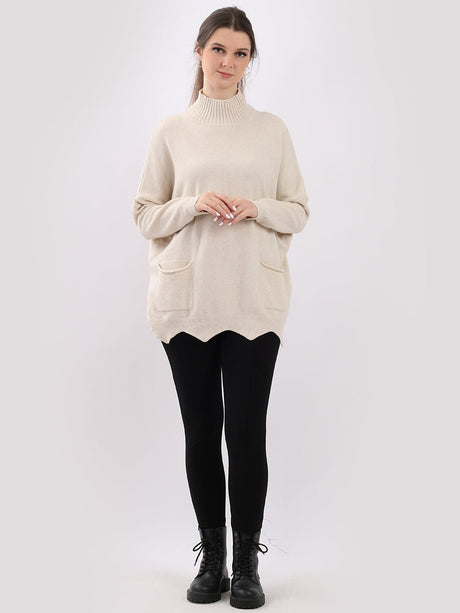 Funnel Neck Knitted Baggy Top