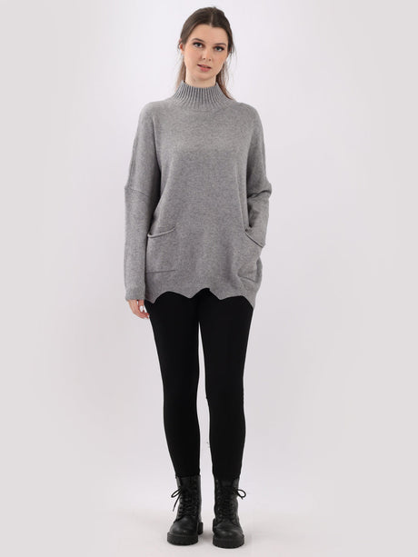 Funnel Neck Knitted Baggy Top