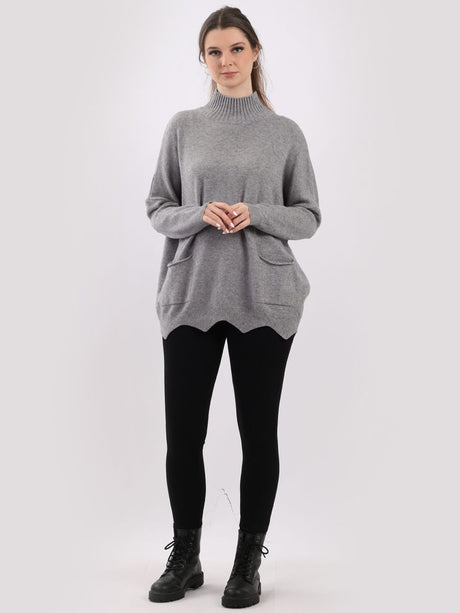 Funnel Neck Knitted Baggy Top