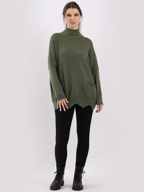 Funnel Neck Knitted Baggy Top