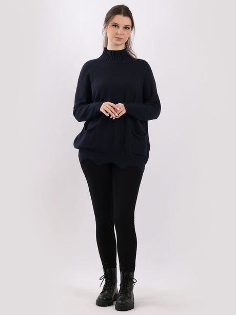 Funnel Neck Knitted Baggy Top