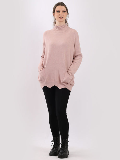 Funnel Neck Knitted Baggy Top