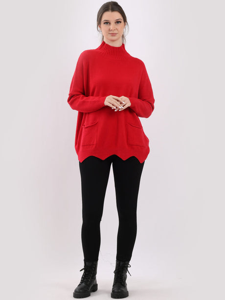 Funnel Neck Knitted Baggy Top