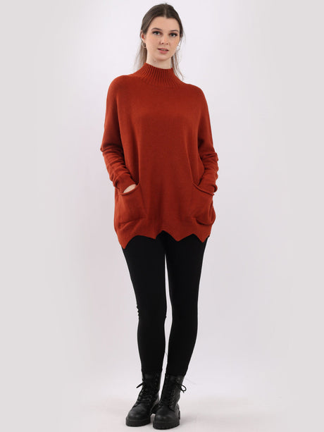 Funnel Neck Knitted Baggy Top