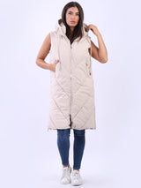 Plus Size Hooded Long Puffer Gilet