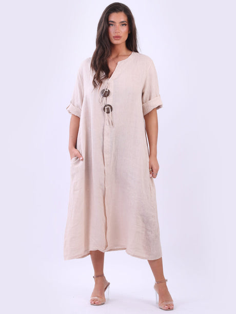 Linen Midi Slouchy Dress