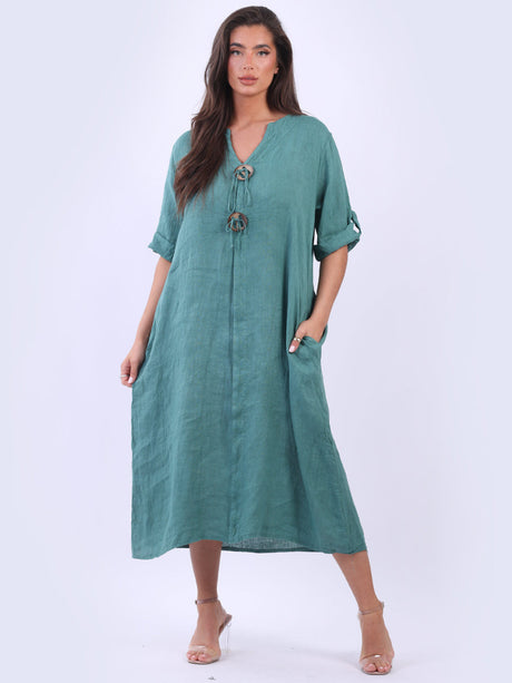 Linen Midi Slouchy Dress