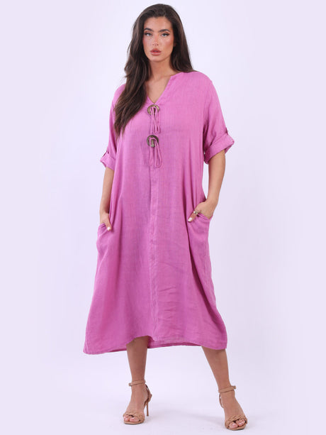 Linen Midi Slouchy Dress