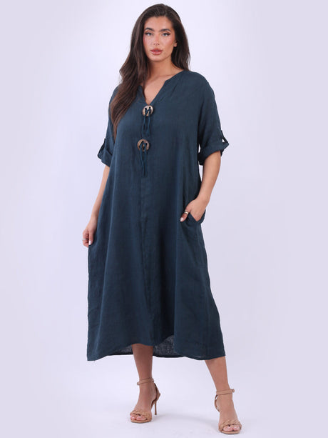 Linen Midi Slouchy Dress