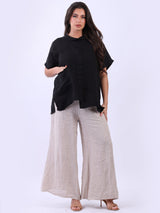 Front Pocket Plain Baggy Linen Top