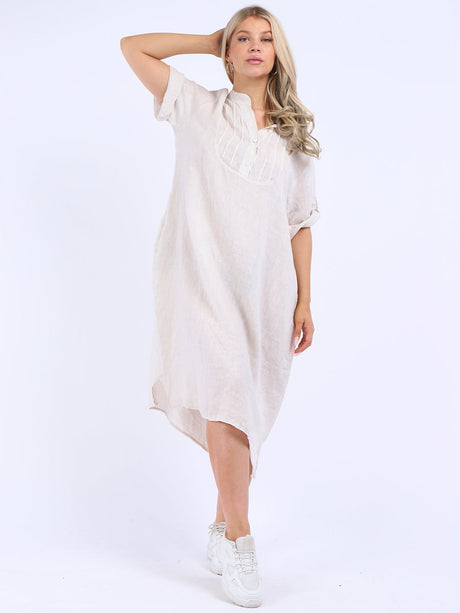 Slouchy Plain Plus Size Linen Dress